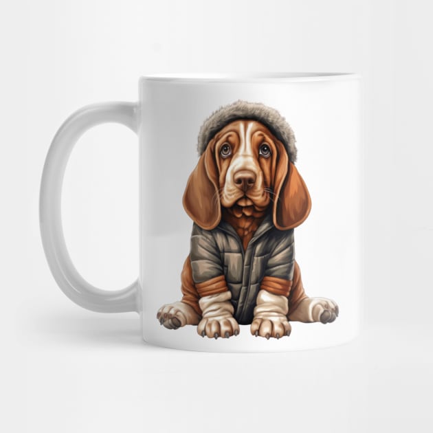 Winter Basset Hound Dog by Chromatic Fusion Studio